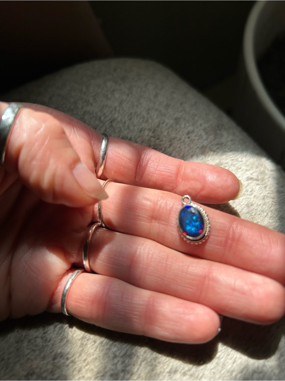 Sterling Silver black Ethiopian Opal Oval Pendant - Elegant Women’s Jewelry